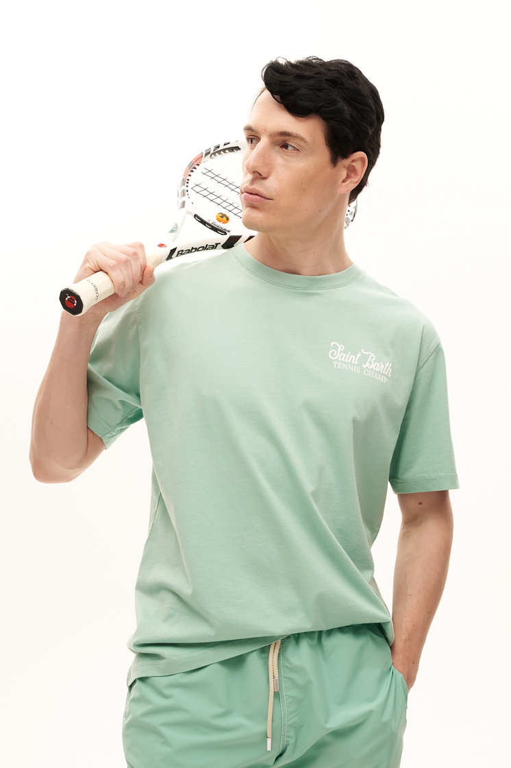 MC2 SAINT BARTH Футболка из хлопка оттенка аквамарин Tennis Club