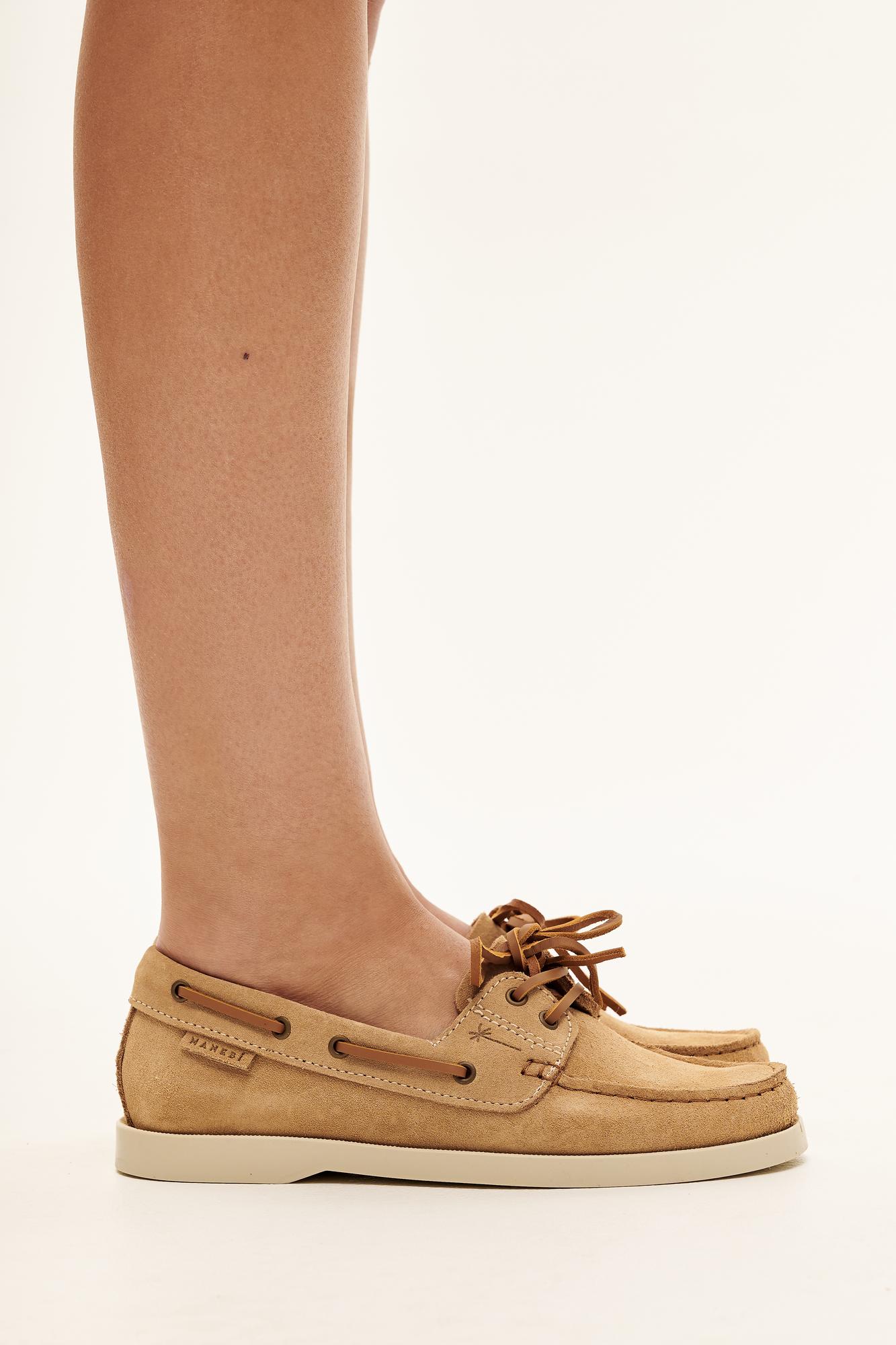MANEBI Boat shoes из замши песочного оттенка
