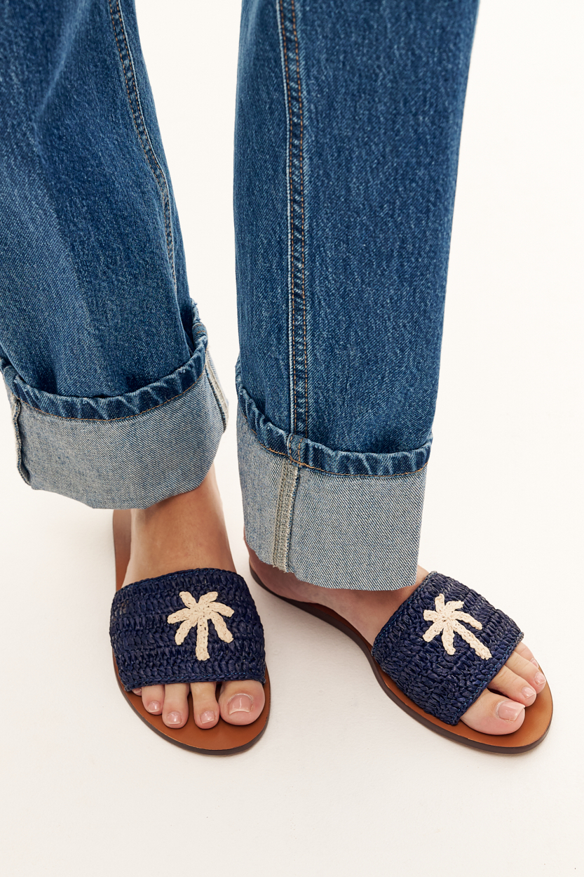 MANEBI Мюли на кожаной подошве из плетеной рафии Yucatan