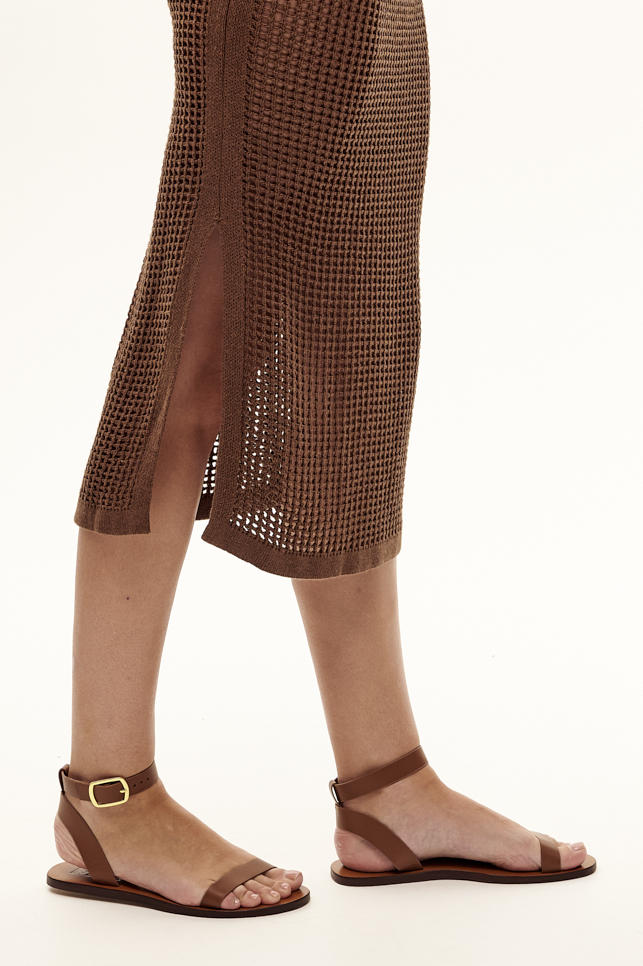 MANEBI  Сандалии из натуральной кожи оттенка коньяка