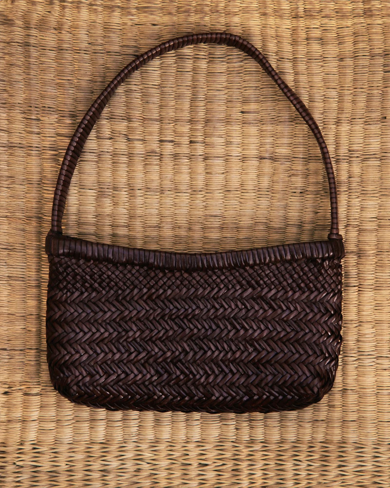 MANEBI  Сумка мини из плетеной кожи оттенка коньяка ALEX  RIVIÈRE X  MANEBÍ