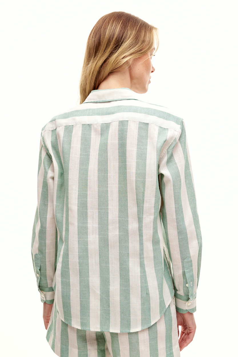 MC2 Saint Barth  Рубашка изо льна с рисунком в лазурную полоску