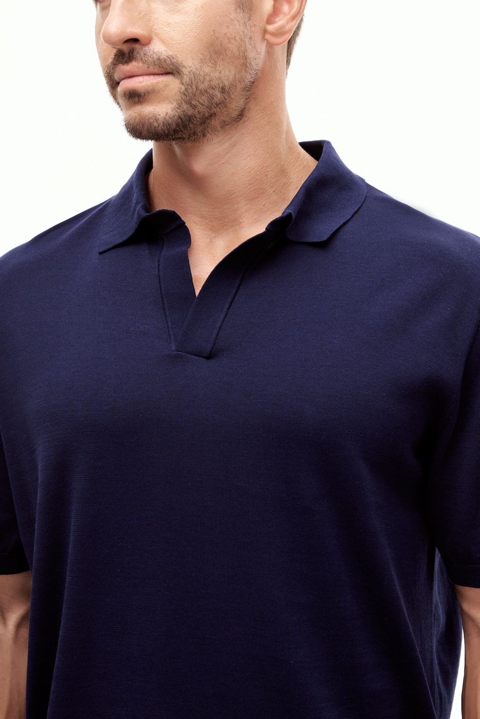 MC2 SAINT BARTH  Поло из бленда органического хлопка c шелком оттенка navy blue