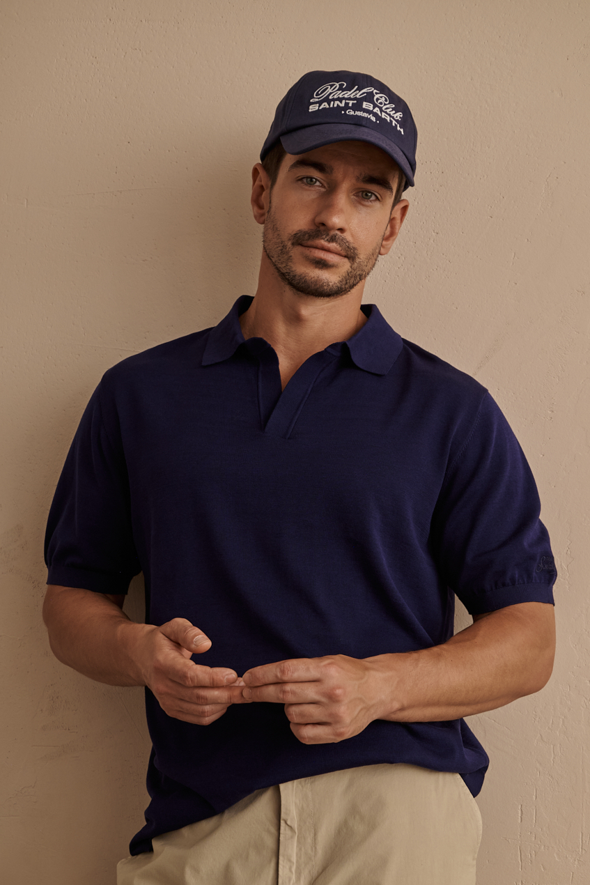 MC2 SAINT BARTH  Поло из бленда органического хлопка c шелком оттенка navy blue