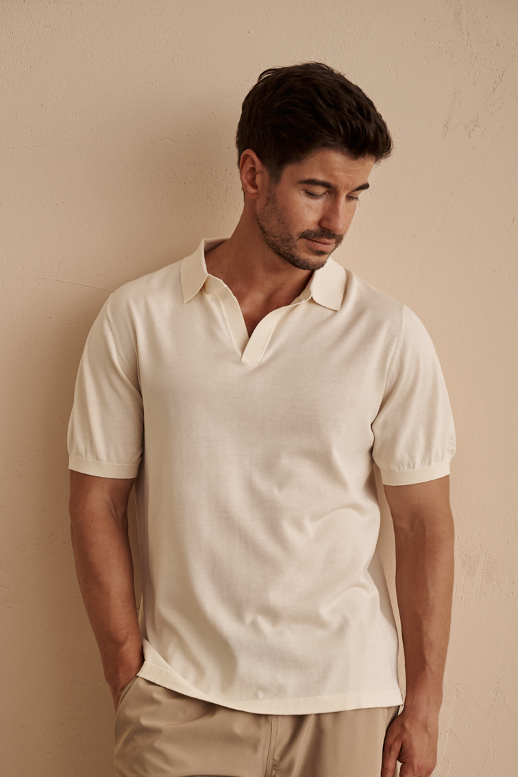 MC2 SAINT BARTH  Поло из бленда органического хлопка c шелком оттенка беж