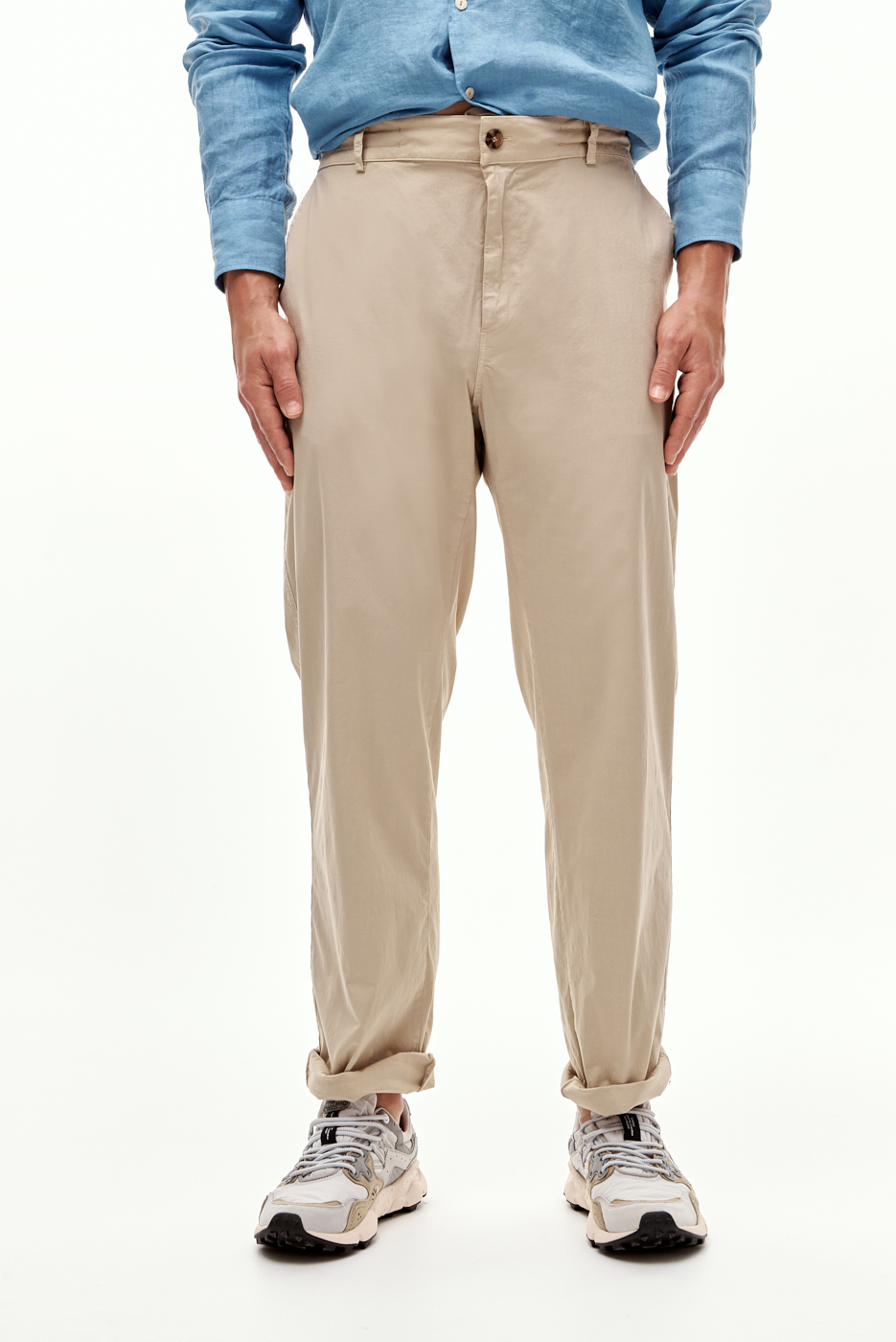 MC2 SAINT BARTH Брюки чинос из хлопка оттенка беж