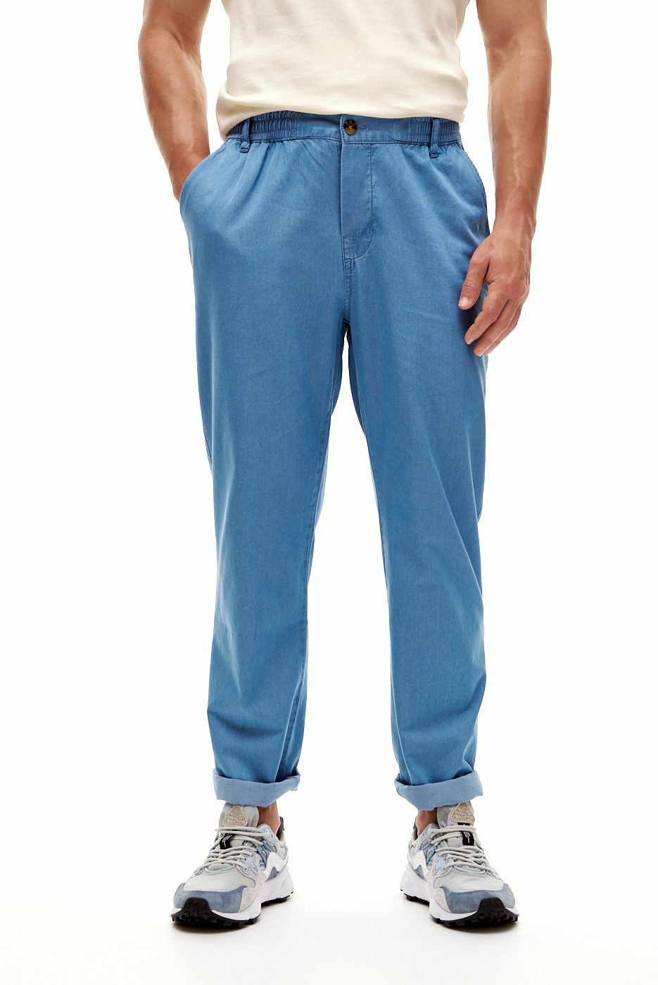 MC2 SAINT BARTH Брюки чинос из хлопка голубого оттенка