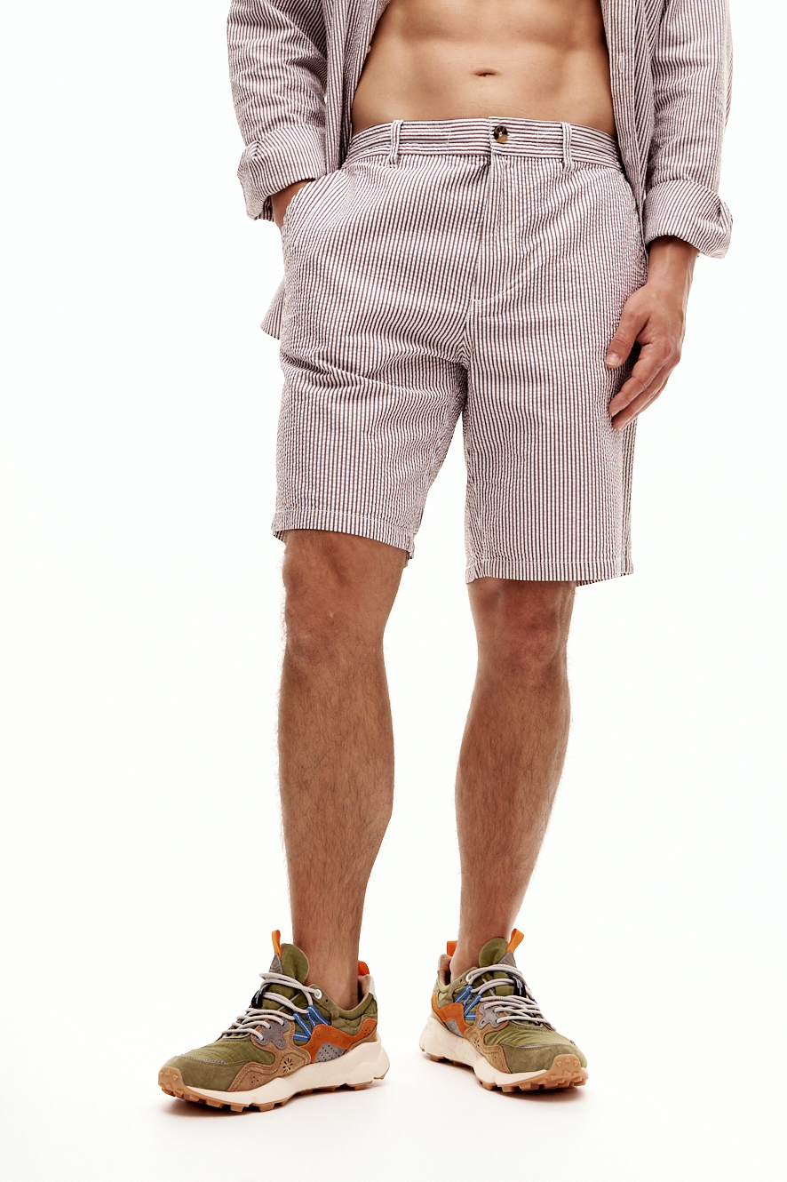 MC2 SAINT BARTH Бермуды из органического жатого хлопка с рисунком в полоску беж