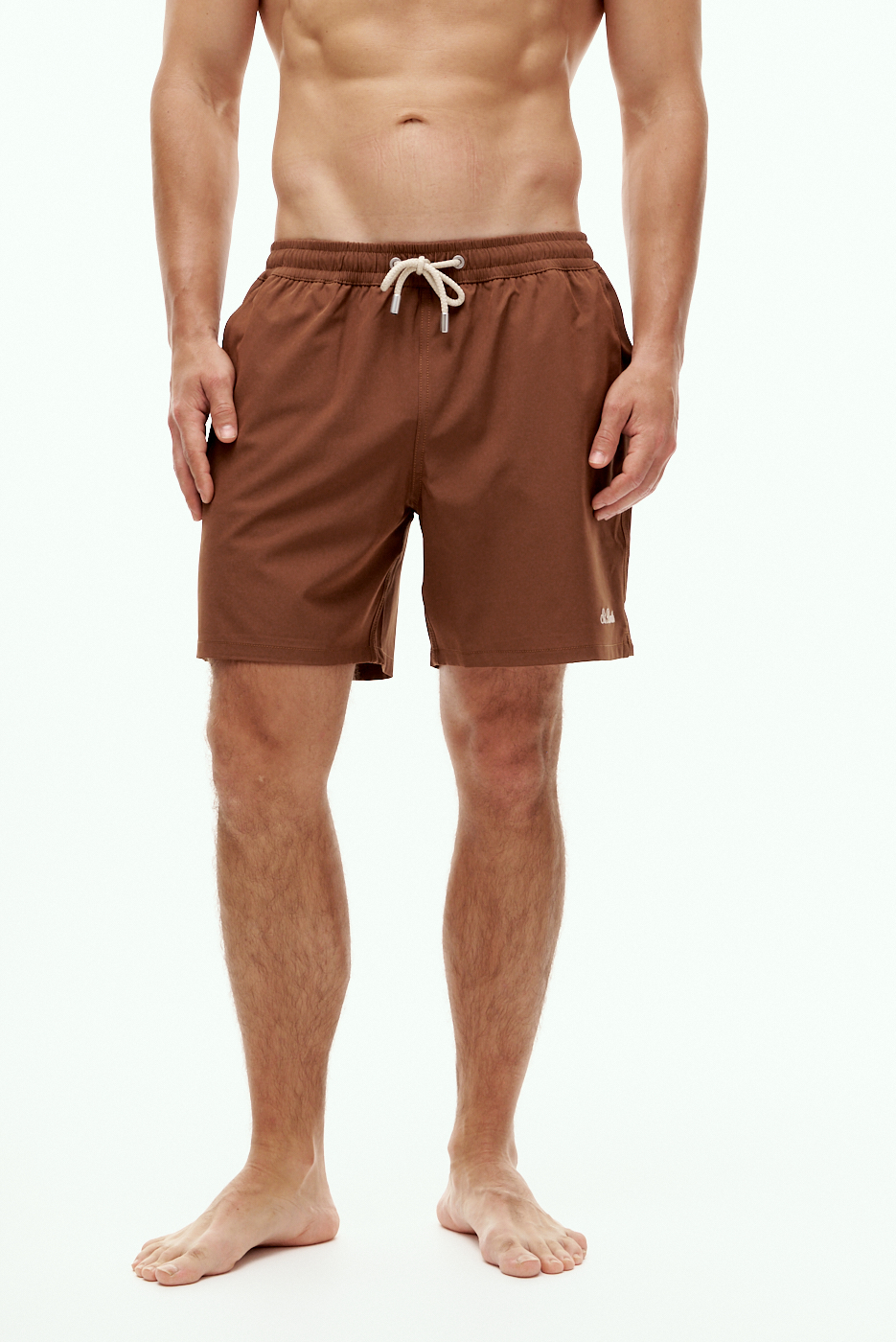 MC2 SAINT BARTH Шорты плавательные из технологичного нейлона с добавкой эластана в оттенке какао