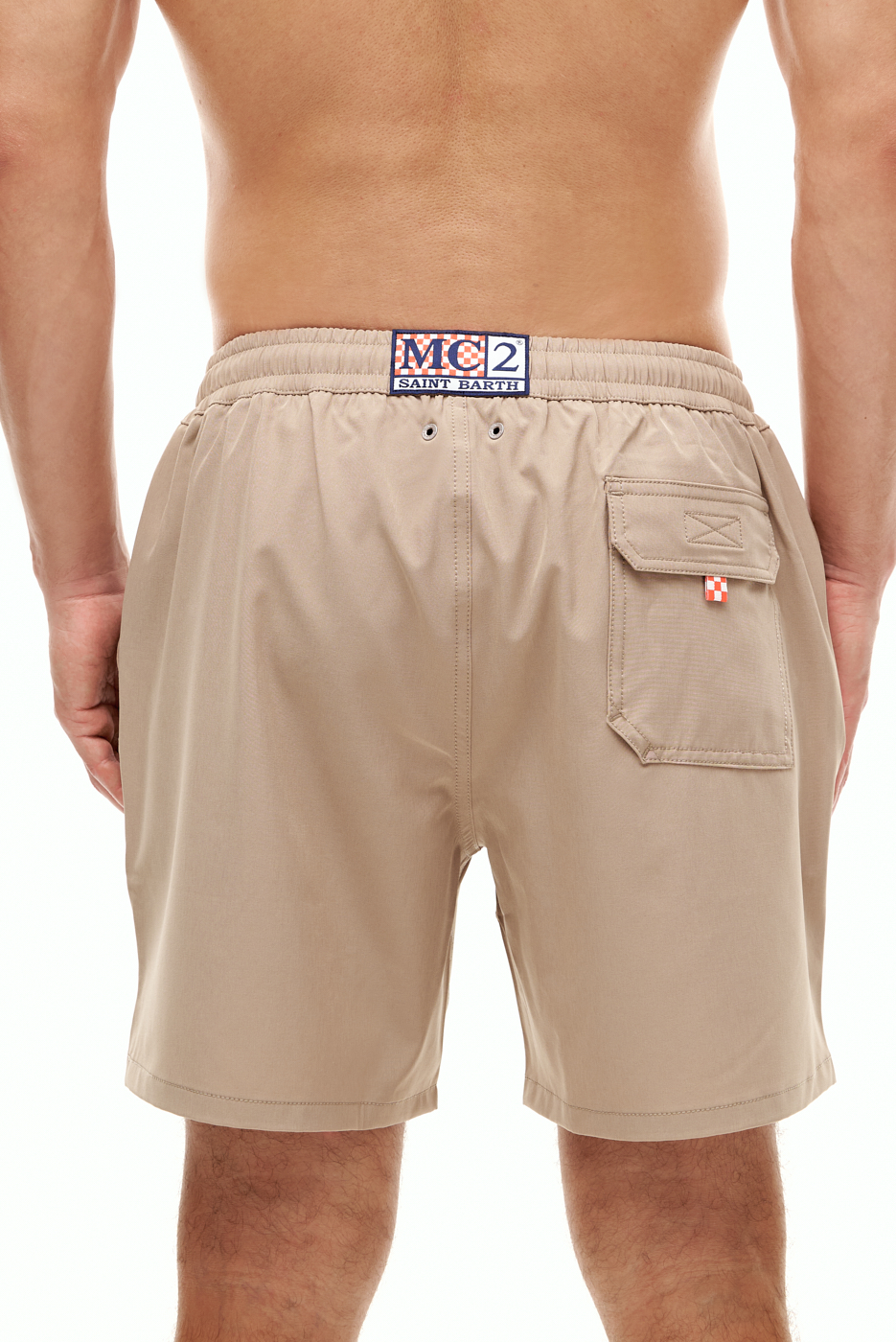 MC2 SAINT BARTH Шорты плавательные из технологичного нейлона с добавкой эластана в оттенке беж