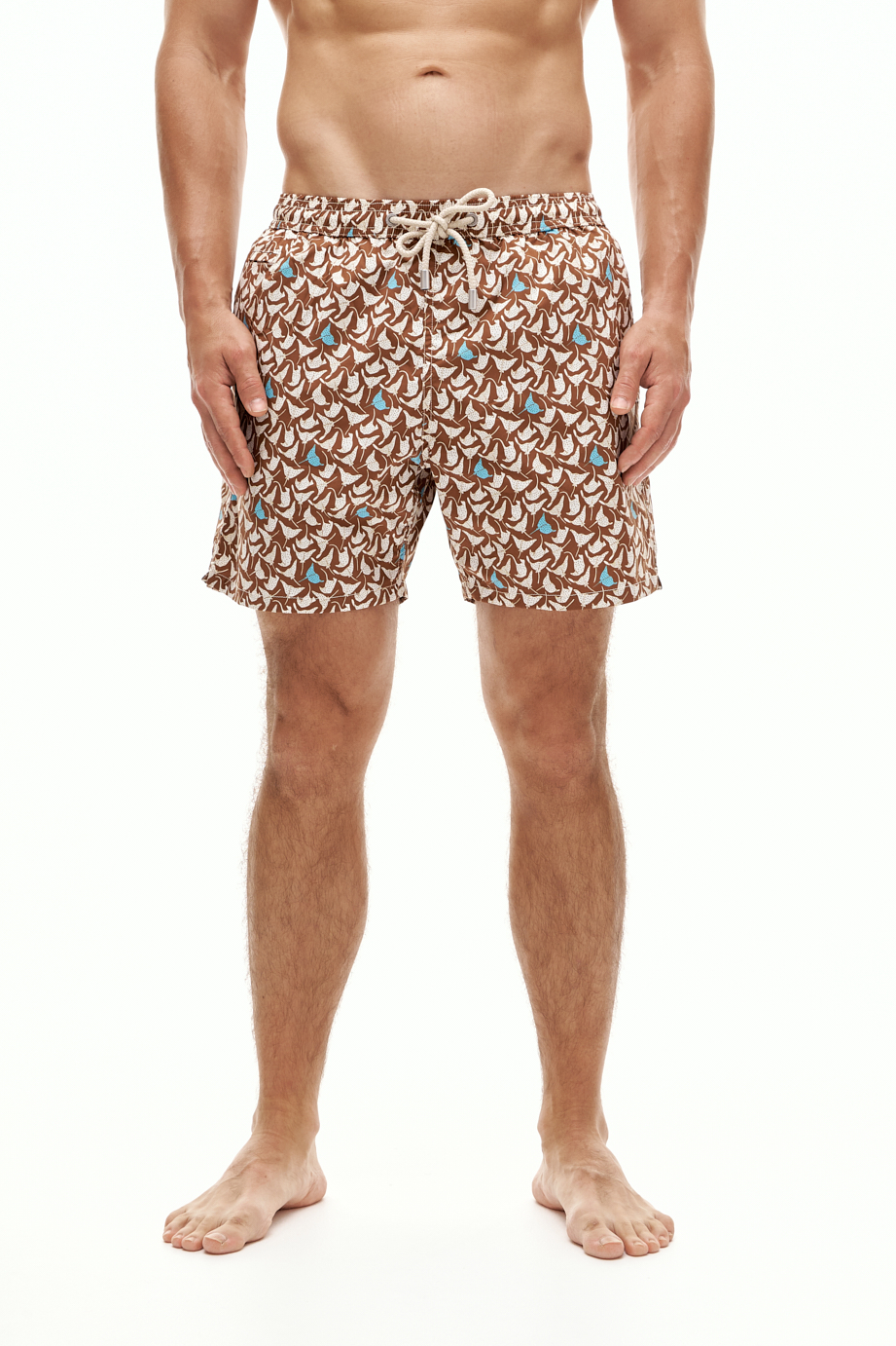 MC2 SAINT BARTH Шорты плавательные из облегченного нейлона с принтом «Скаты»