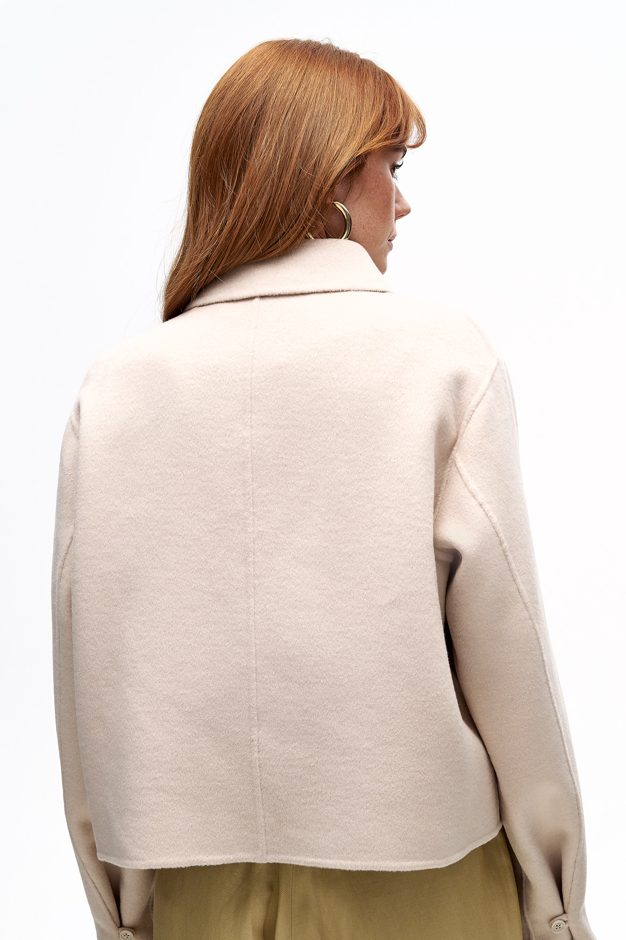 OTTOD'AME  Бомбер из двухслойной пальтовой шерсти оттенка экрю