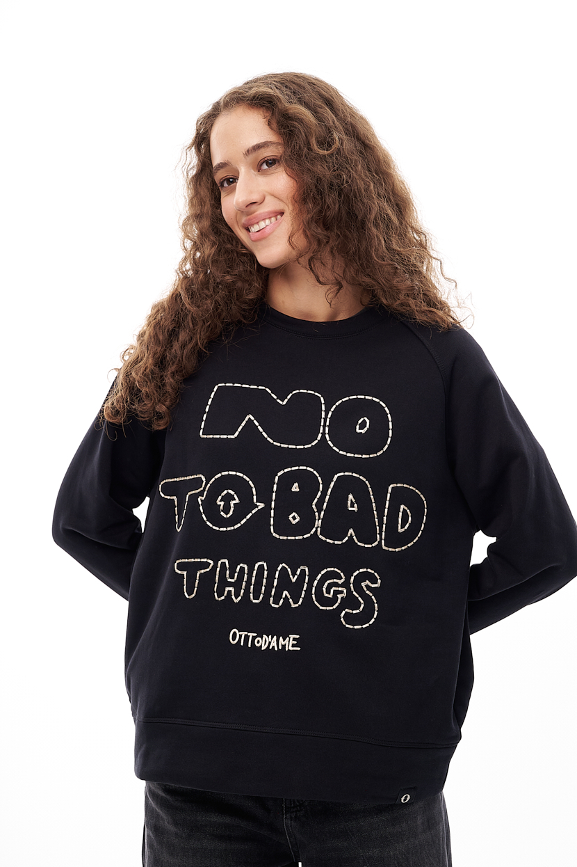 OTTOD'AME Свитшот свободного кроя с вышивкой ‘No to bad things’