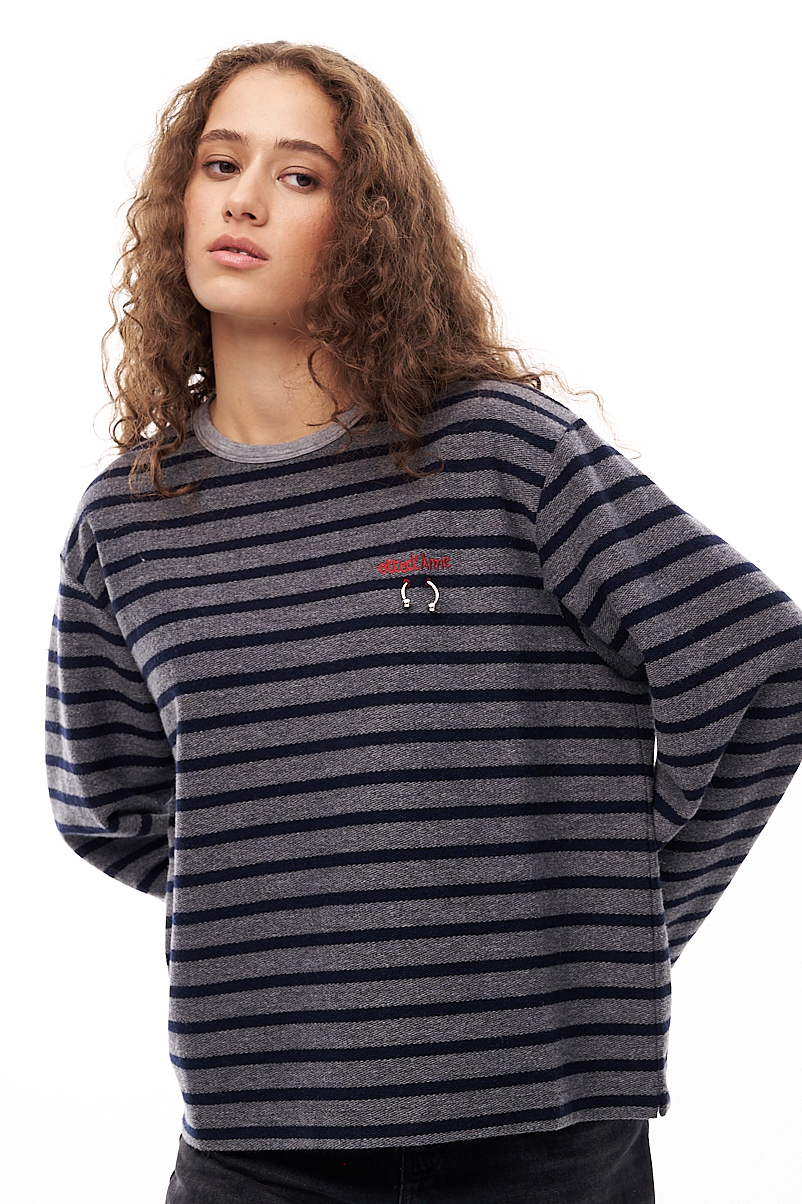 OTTOD'AME  Свитшот тельняшка из бленда хлопка с шерстью в стиле гранж