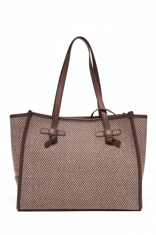 GIANNI CHIARINI Сумка-тоут Marcella 32 SPIGA из шерсти жаккардового плетения оттенка какао