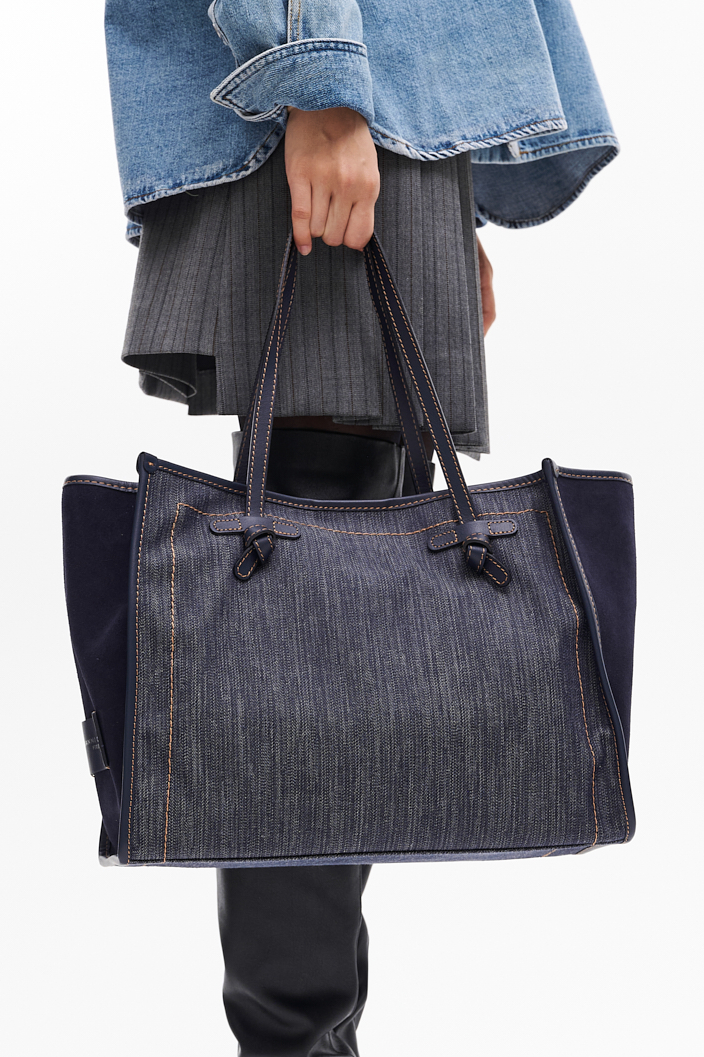 GIANNI CHIARINI  Сумка-тоут MARCELLA  country lake из крафтового денима и замши оттенка navy  blue