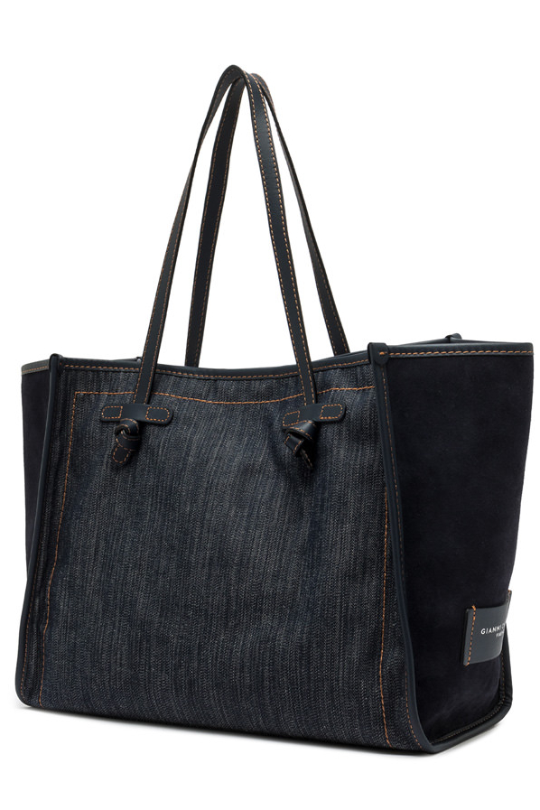GIANNI CHIARINI  Сумка-тоут MARCELLA  country lake из крафтового денима и замши оттенка navy  blue