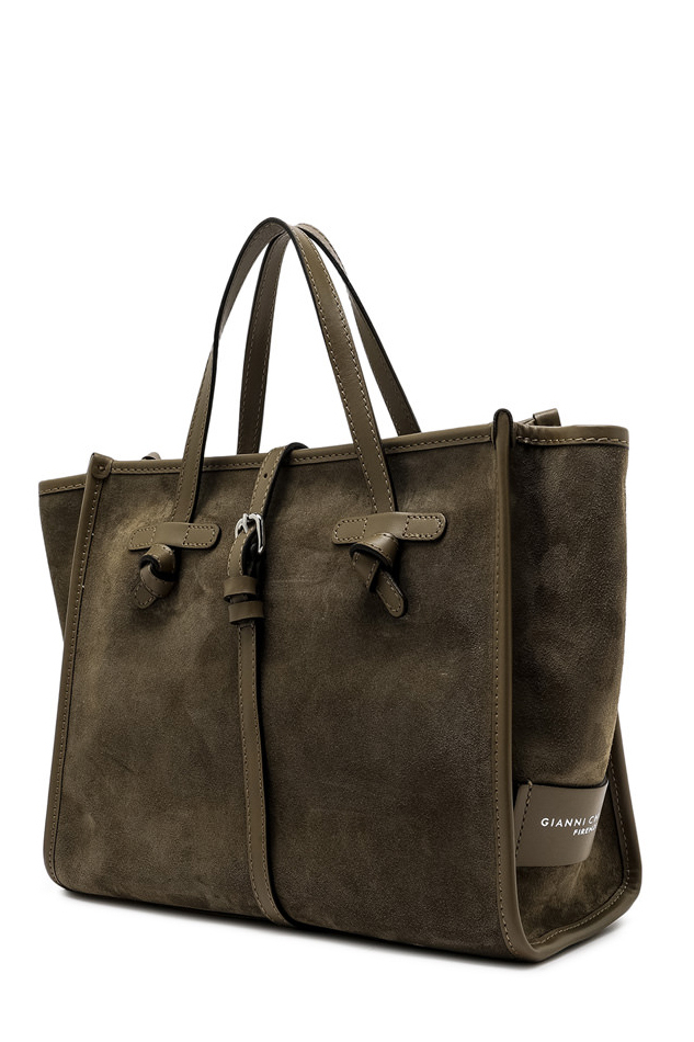 GIANNI CHIARINI  Сумка MARCELLA 32 из премиальной замши оттенка тауп