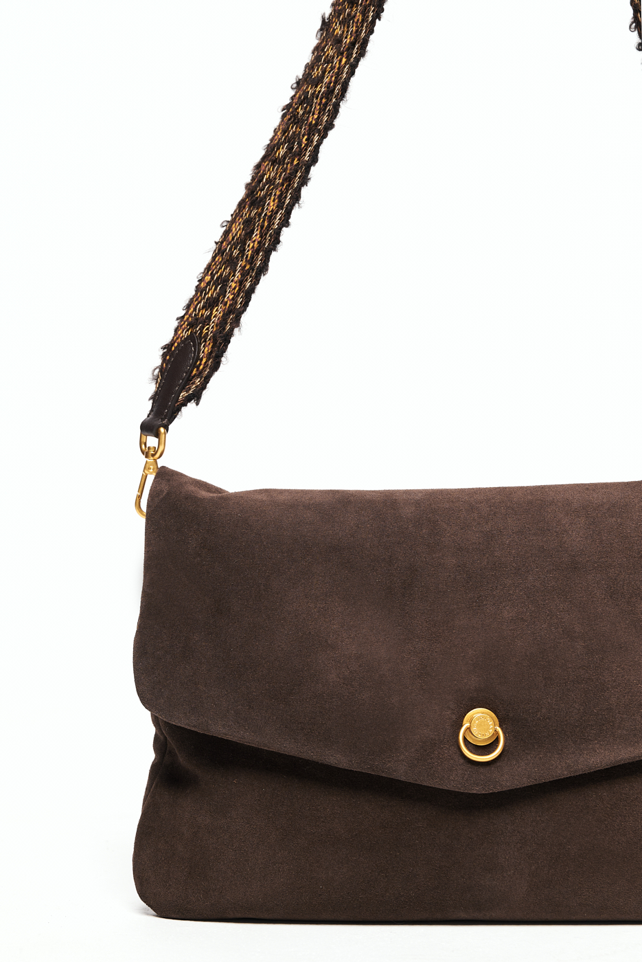 GIANNI CHIARINI Сумка-конверт MIREA из шелковистой замши оттенка горького шоколада