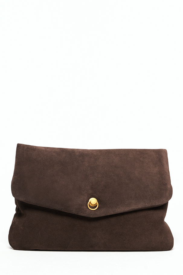 GIANNI CHIARINI Сумка-конверт MIREA из шелковистой замши оттенка горького шоколада