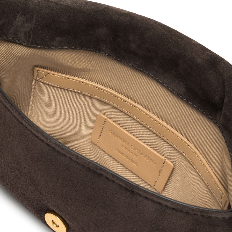 GIANNI CHIARINI Сумка-конверт MIREA mini из шелковистой замши оттенка горького шоколада