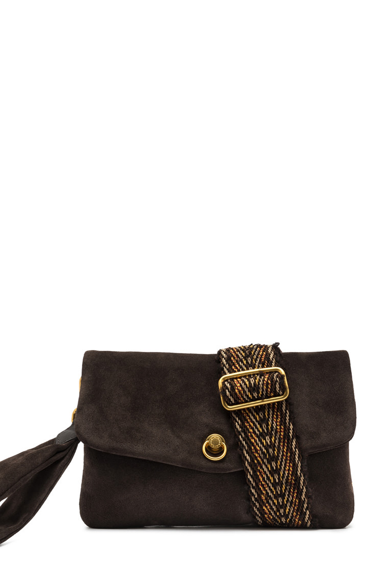 GIANNI CHIARINI Сумка-конверт MIREA mini из шелковистой замши оттенка горького шоколада