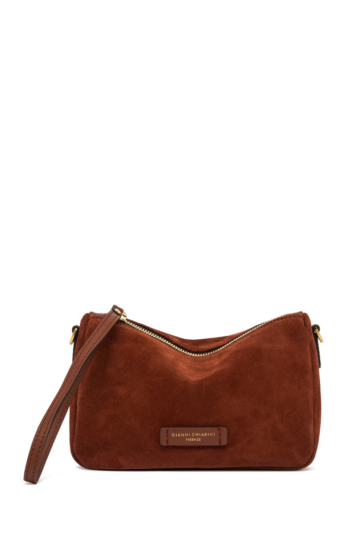 GIANNI CHIARINI Пауч NORA из бархатистой замши оттенка красного кирпича