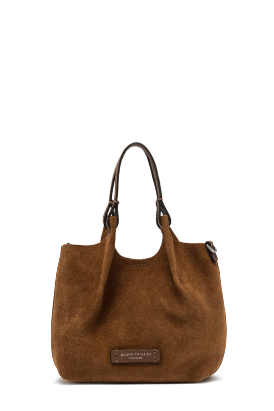 GIANNI CHIARINI Сумка DUA mini из бархатистой замши оттенка коньяка