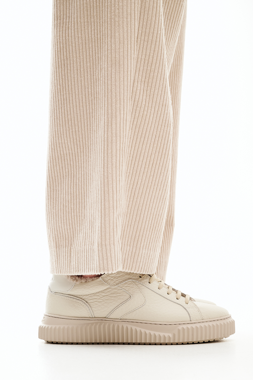 VOILE BLANCHE Кеды LIPARI из зернистой кожи молочного оттенка на меху овчины