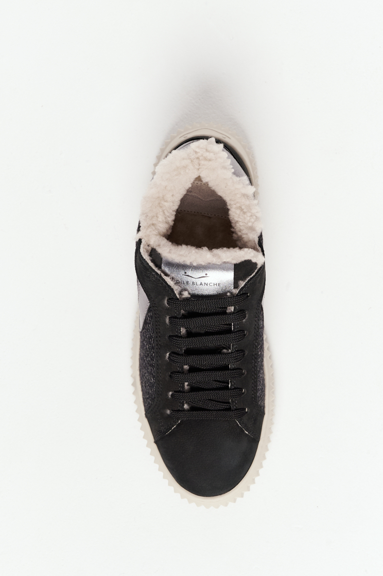 VOILE BLANCHE  Кеды LIPARI из нубука и жаккардовой шерсти оттенка графит на меху