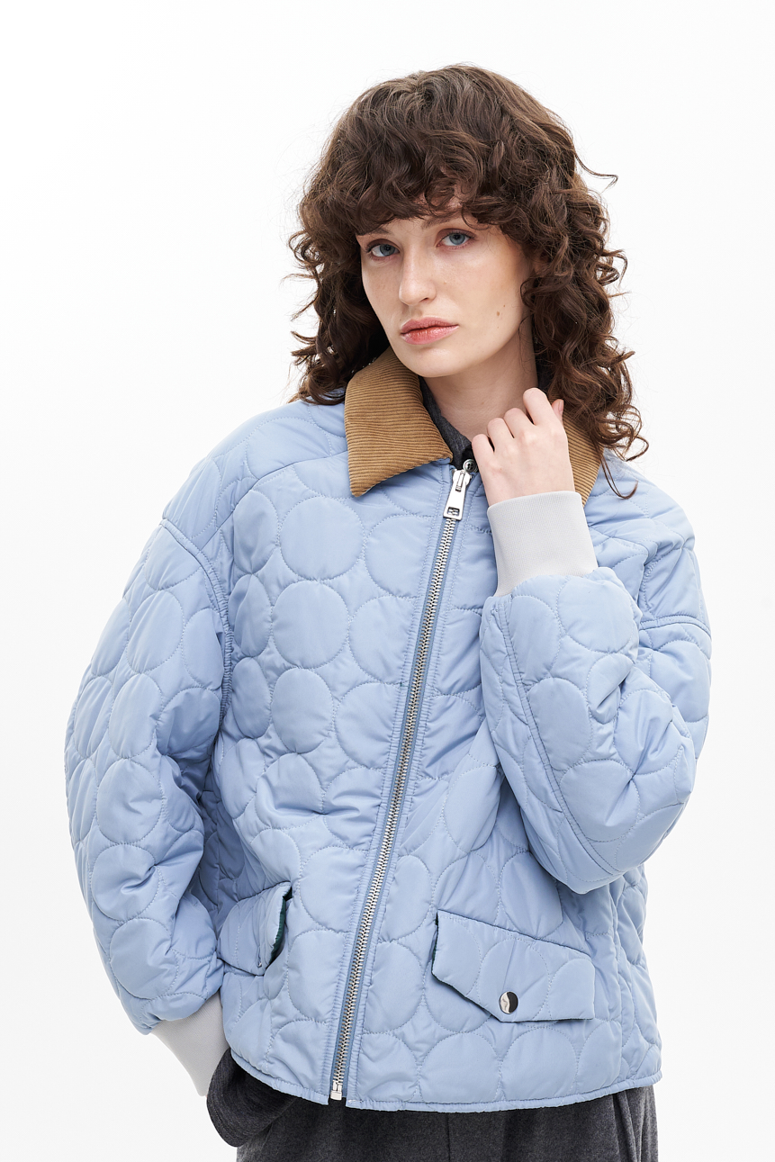 TELA Куртка-ватник стеганая с воротником из кордового вельвета