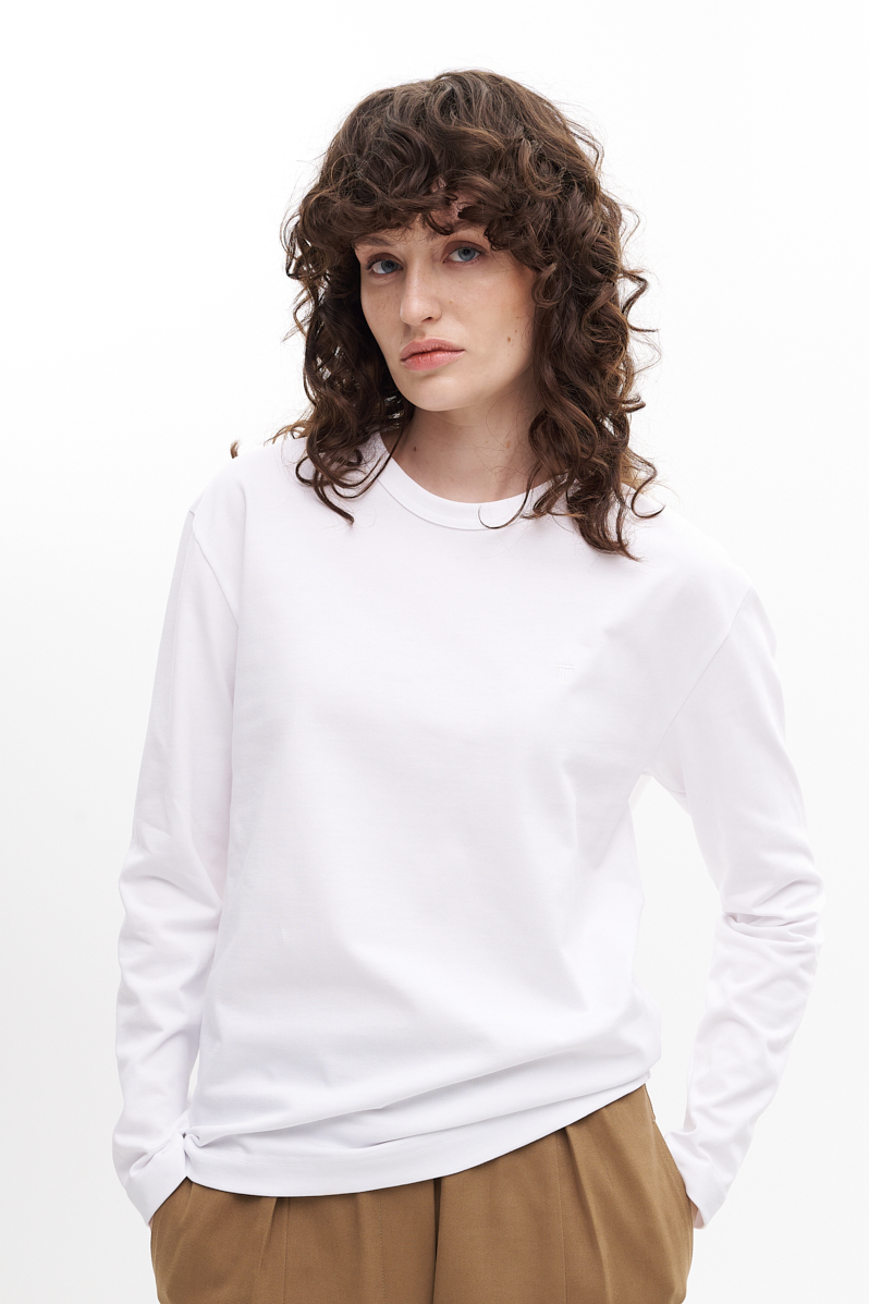 TELA Лонгслив из органического хлопка белого цвета