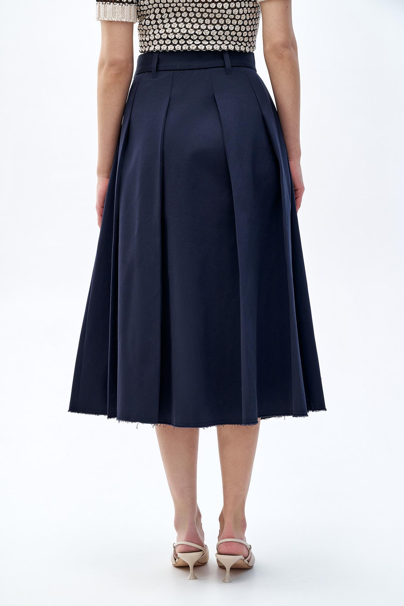 TELA Юбка с прямыми складами из габардина оттенка navy blue