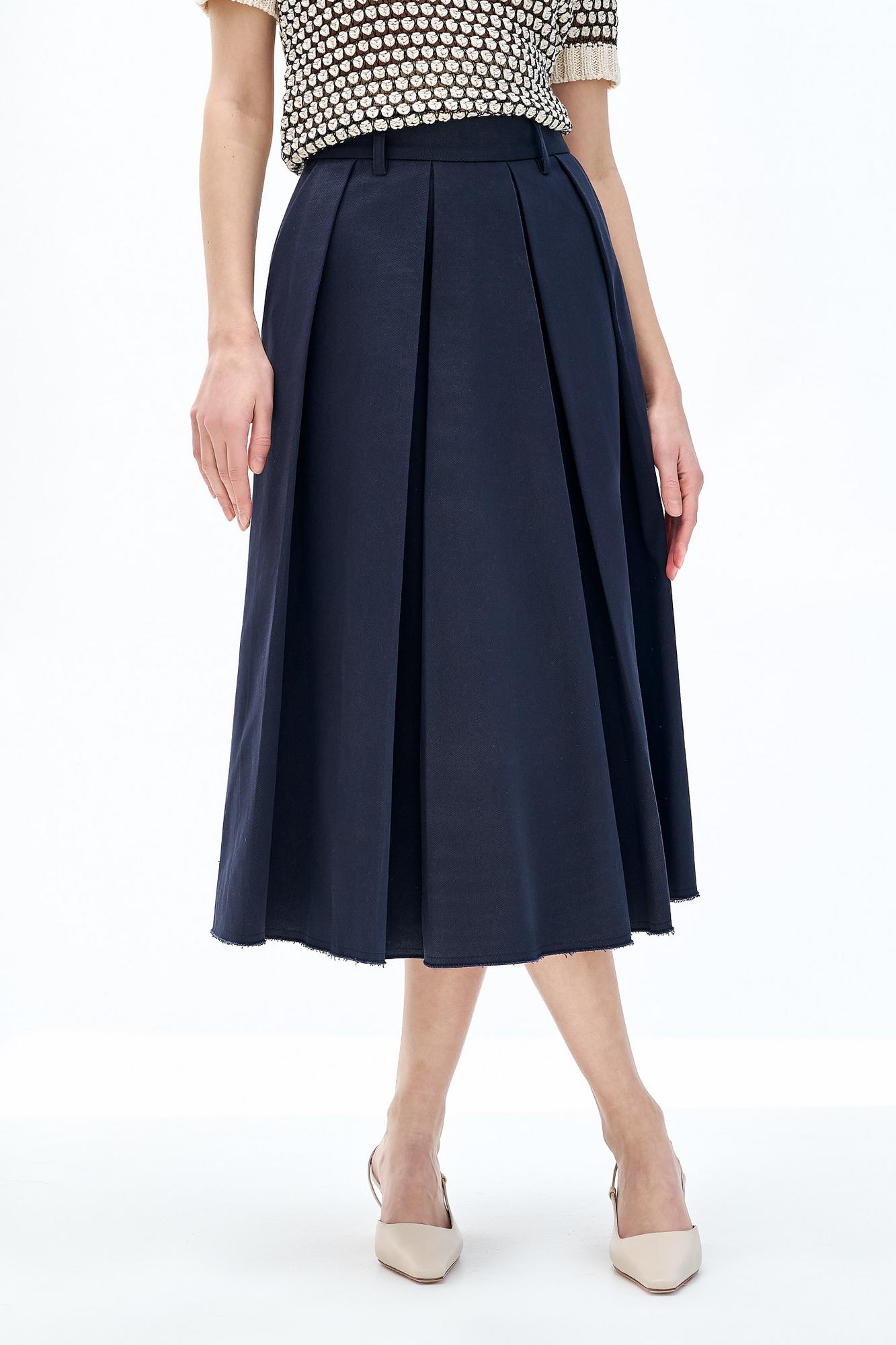 TELA Юбка с прямыми складами из габардина оттенка navy blue