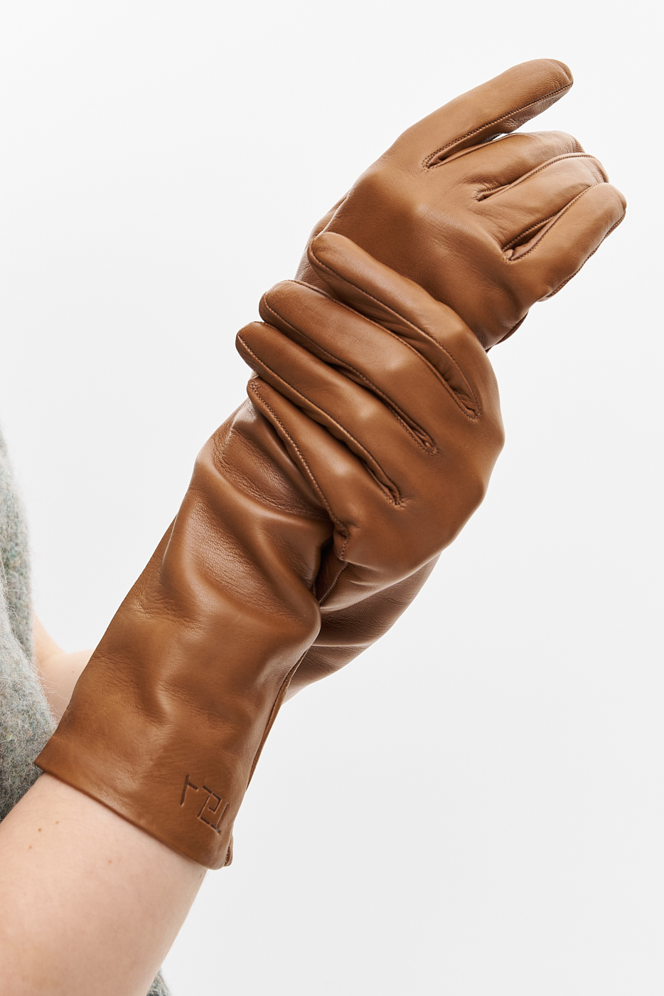 TELA Перчатки высокие из нежной лайковой кожи кунжутного оттенка