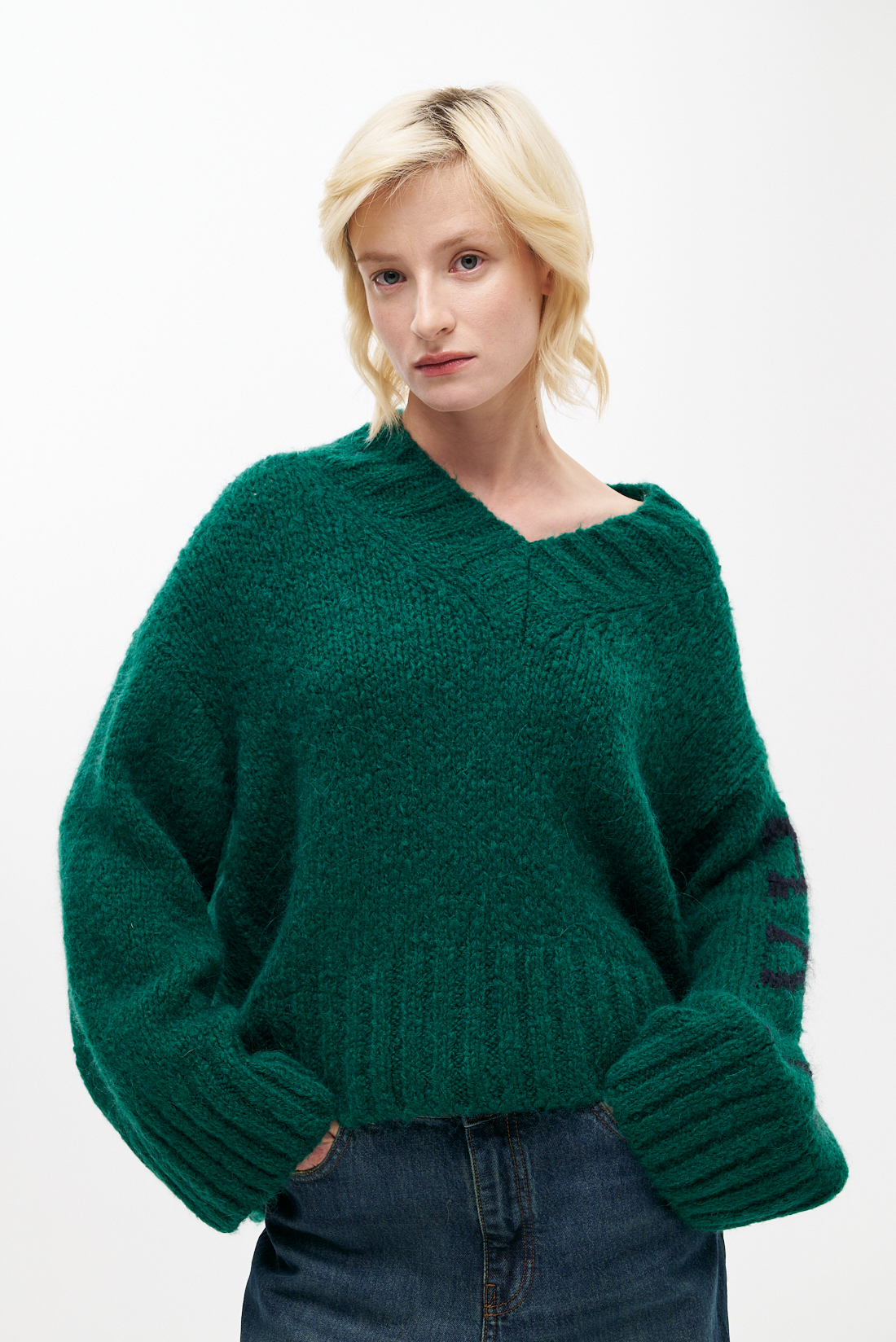 MERCÍ Свитер оверсайз из премиальной шерсти альпака оттенка изумруд  ART
