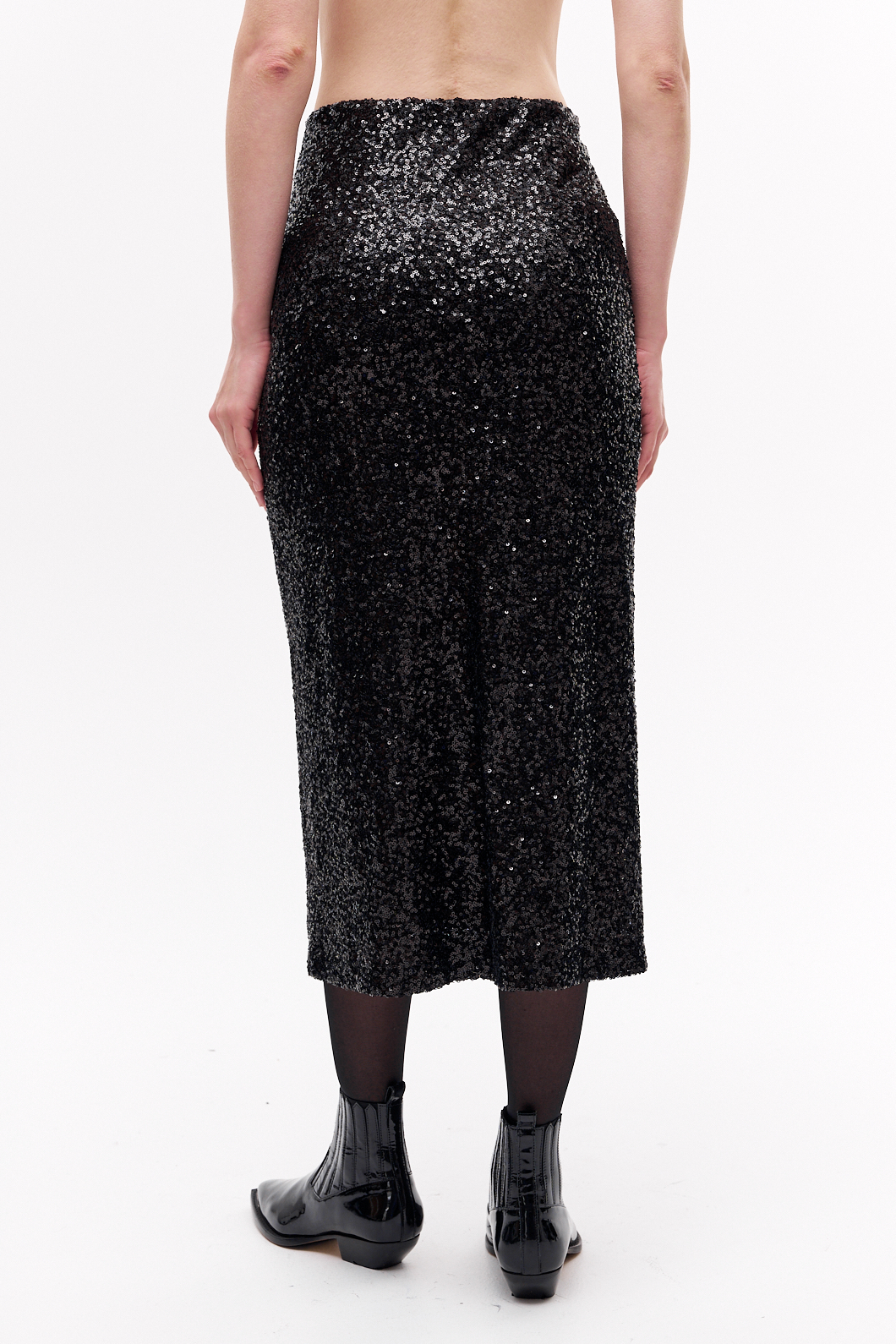 OTTOD'AME  Юбка длины миди из россыпи пайеток черного цвета