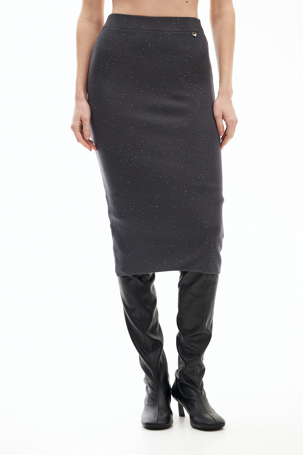 MEME ROAD Юбка из нежного трикотажа оттенка графит с легким мерцанием