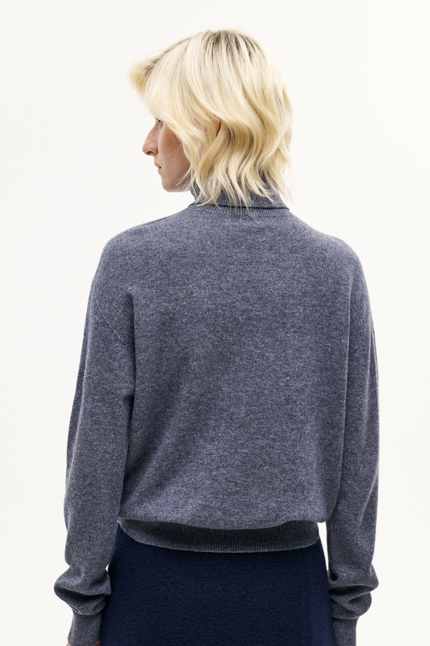 MEME ROAD Свитер с высокой горловиной из нежной шерсти в сером меланже