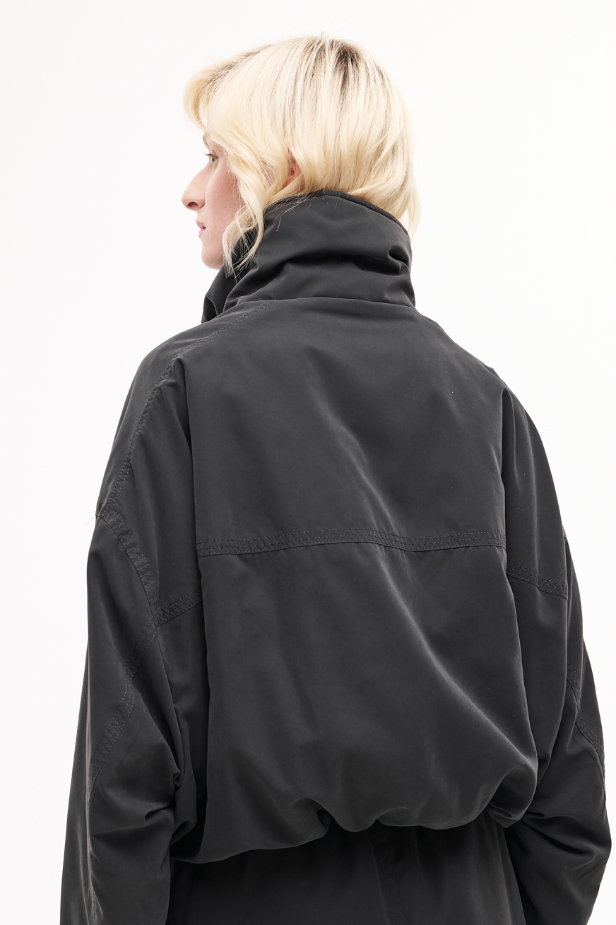 TELA Бомбер D-силуэта с воротником стойкой из велюрового нейлона оттенка антрацит