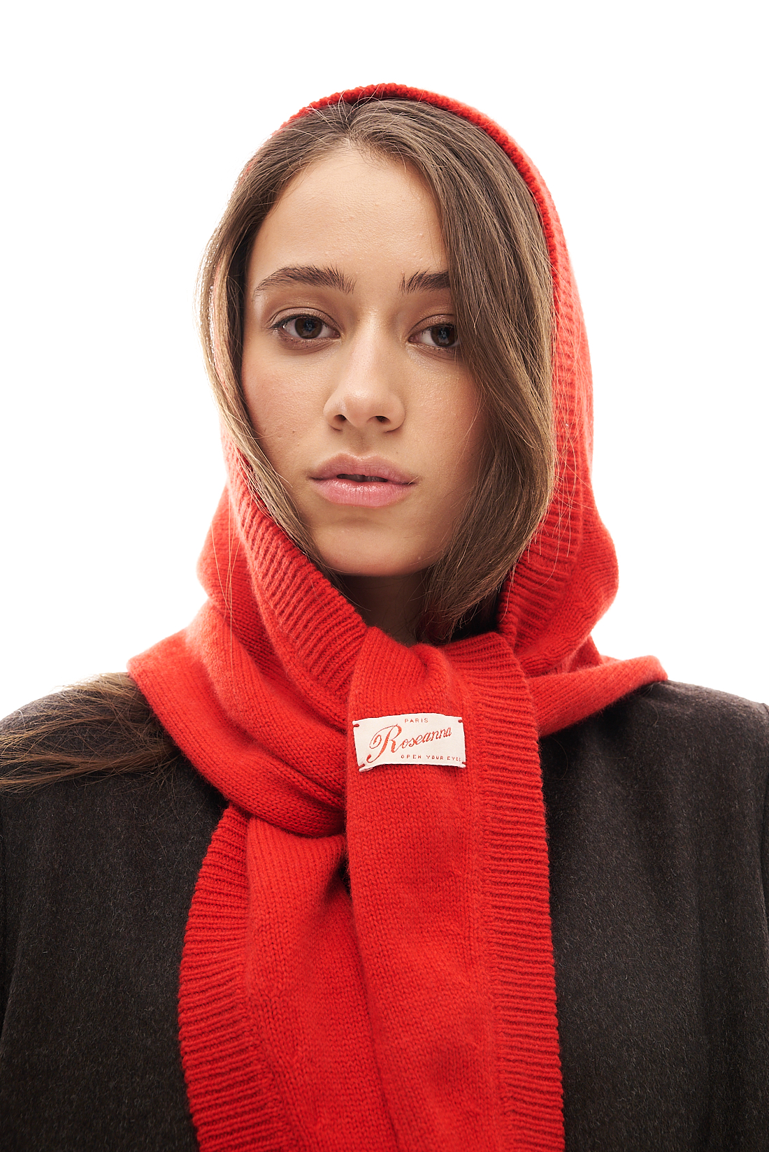 ROSEANNA Капюшон-косынка из бленда кашемира и шерсти оттенка rouge