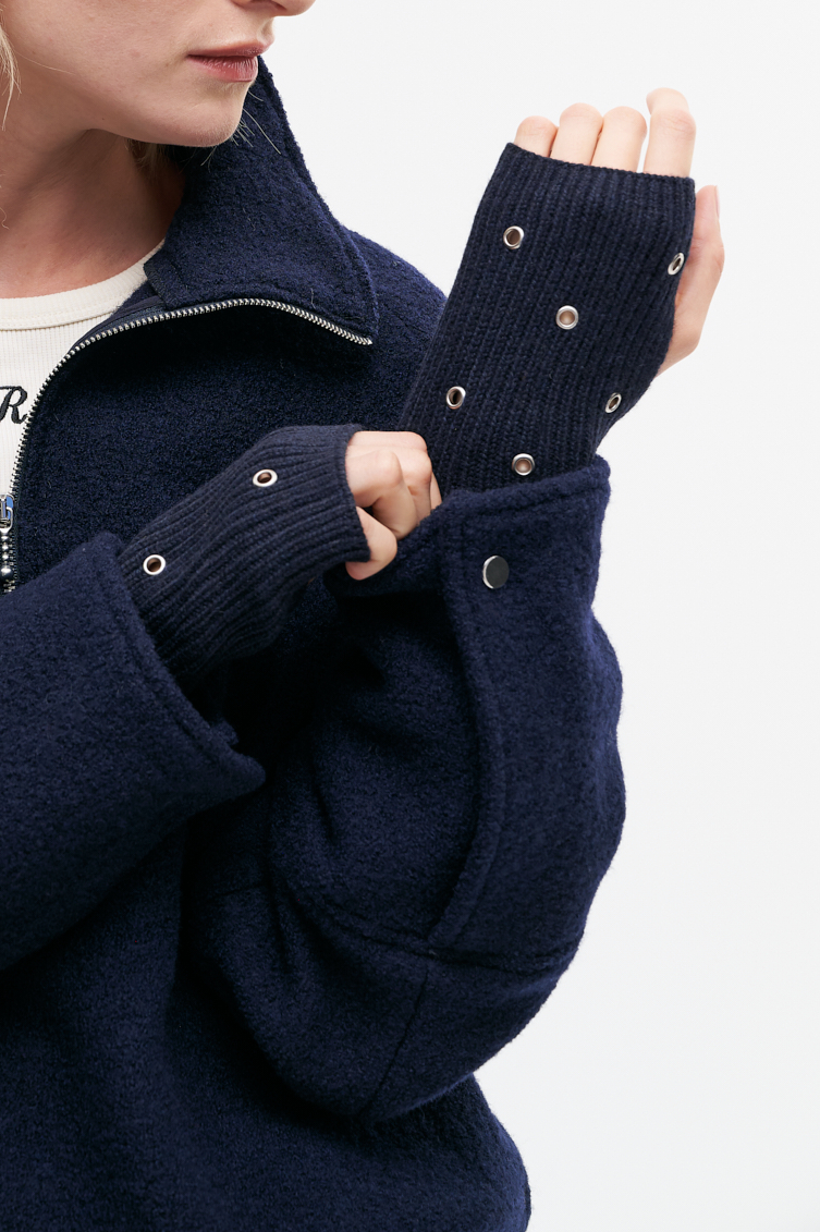 ROSEANNA Митенки из бленда кашемира и шерсти оттенка navy blue декорированные металлическими люверсами