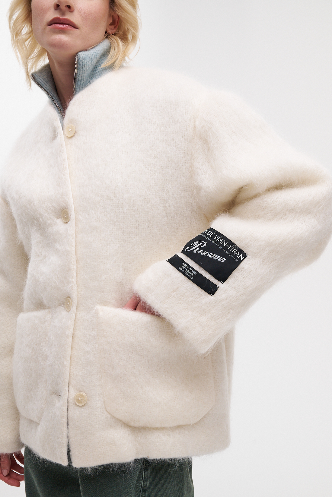 ROSEANNA Бомбер MILLER с накладными карманами из воздушного мохера Maison Brun de Vian-Tiran оттенка экрю. Limited edition