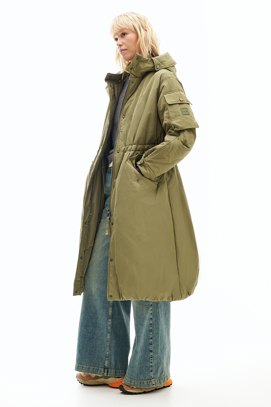 OOF WEAR Парка на регулируемой кулиске с капюшоном из технологичного нейлона оттенка оливы