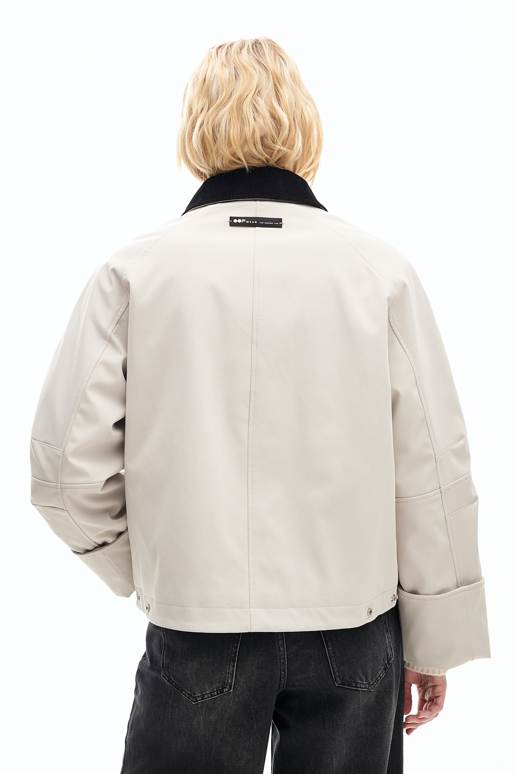 OOF WEAR Кутка-бомбер из плотного габардина оттенка экрю с контрастным кордовым воротничком