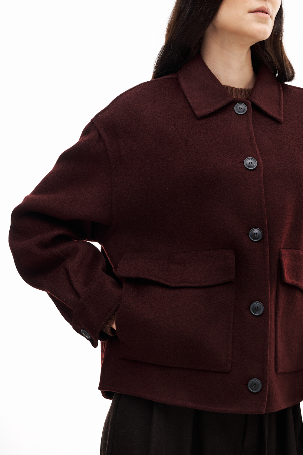 MC2 SAINT BARTH Пальтовая рубашка из двухслойной шерсти handmade оттенка бордо