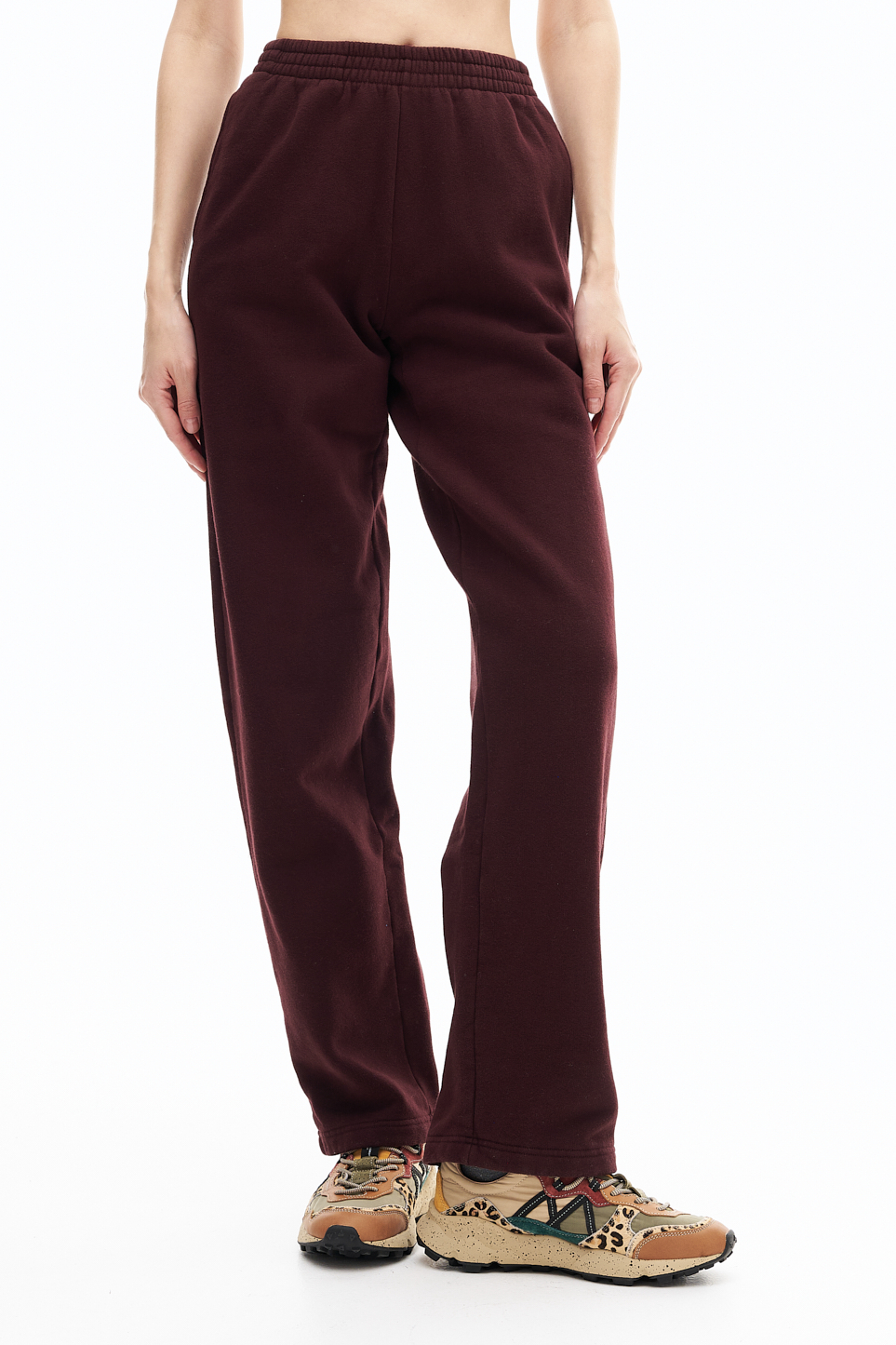 MC2 SAINT BARTH Брюки прямого кроя из утепленного футера оттенка бургундского вина