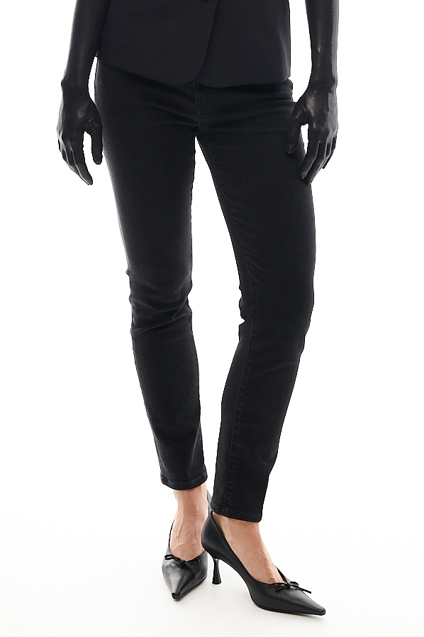 nine:inthe:morning  Джинсы скинни SKIN из велюрового денима с добавкой эластана оттенка графит