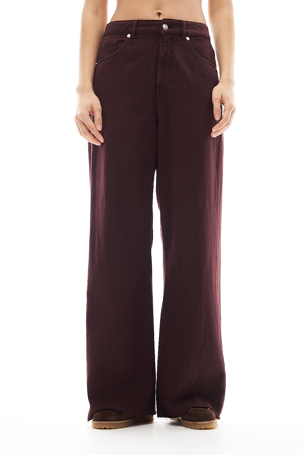 nine:inthe:morning Джинсы AUDREY из мягкого велюрового денима оттенка бордо