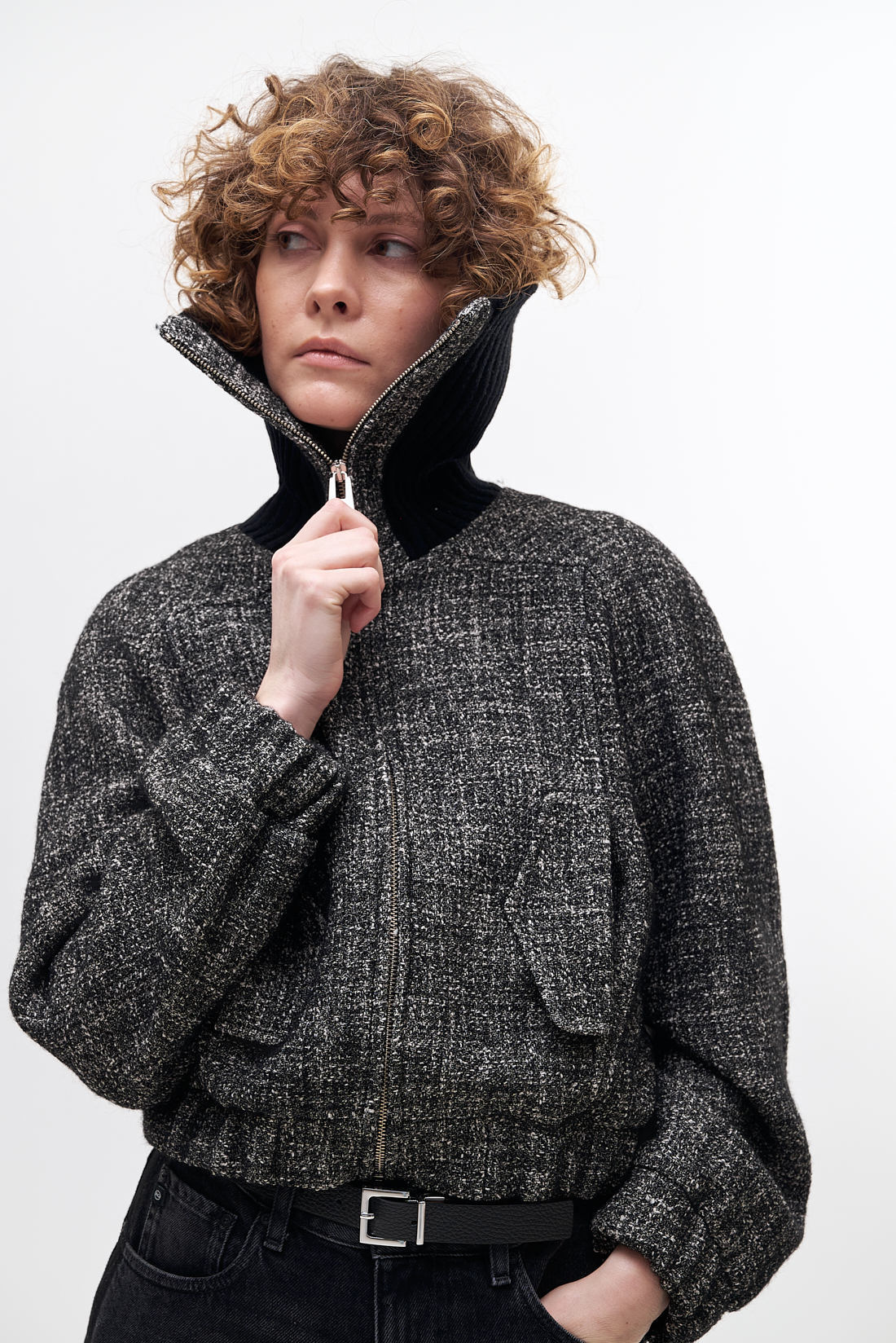 MARGAUX LONNBERG Бомбер с отложным воротником из видовой шерсти букле